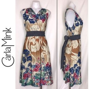 Carla Mink 70s style, cowl neck, floral dress